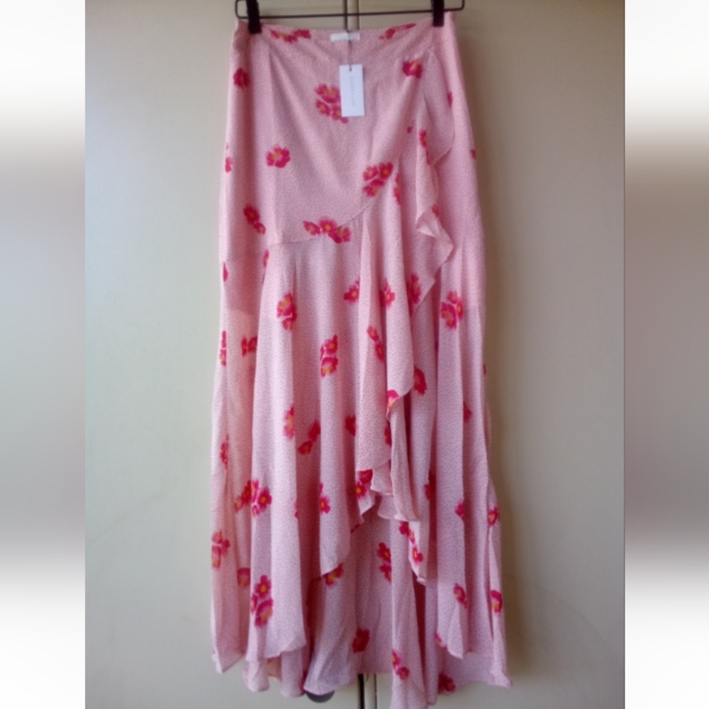 SugarLips Asymmetrical Pink Floral Ruffle Layered Skirt MEDIUM NEW - Picture 2 of 16